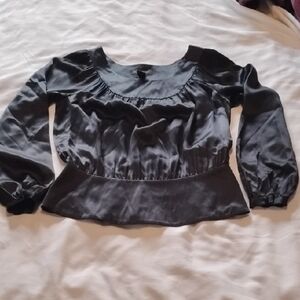 INC International Concepts Woman's Black 100% Silk Blouse, Size: 6P